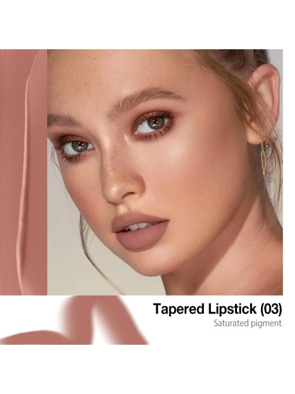 Women 1Pcs-C03 Real Nude Shimmery Metallic Cone-Tip Glitter Lipstick Lip Liner
